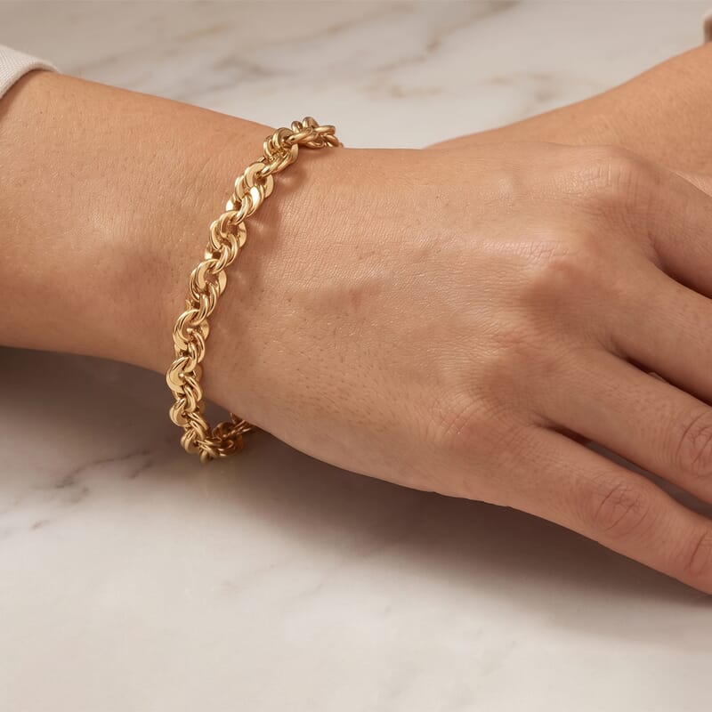 Italian 3.8mm Spirali Oro Chain Bracelet in 14K Yellow Gold (7.50 In) 2.10 Grams
