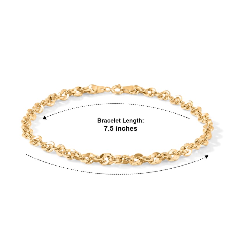 Italian 3.8mm Spirali Oro Chain Bracelet in 14K Yellow Gold (7.50 In) 2.10 Grams