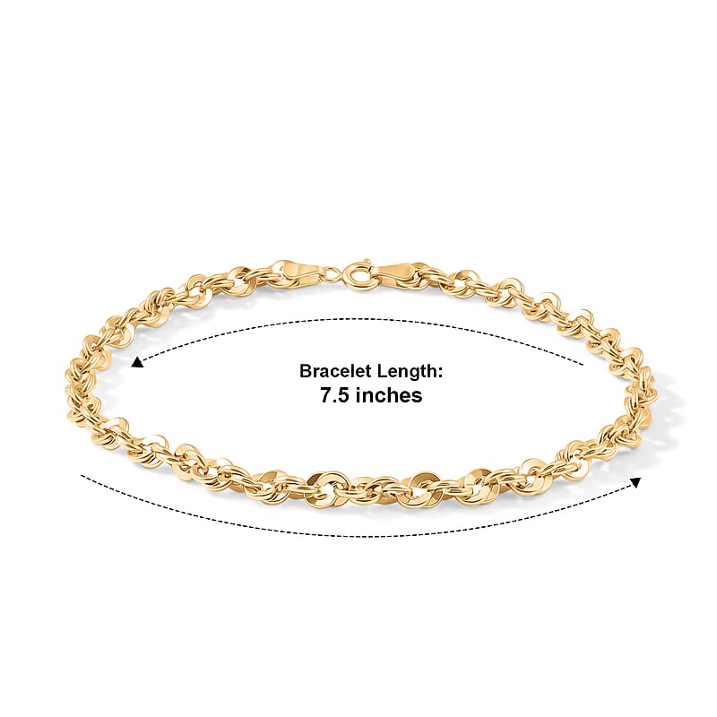 Italian 3.8mm Spirali Oro Chain Bracelet in 14K Yellow Gold (7.50 In) 2.10 Grams