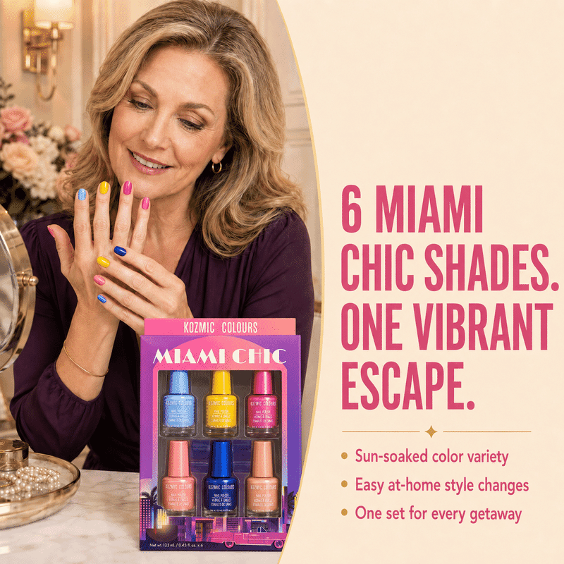 Closeout Kozmic Colours Set of 6 Miami Chic Nail Polishes (6x 0.45oz)