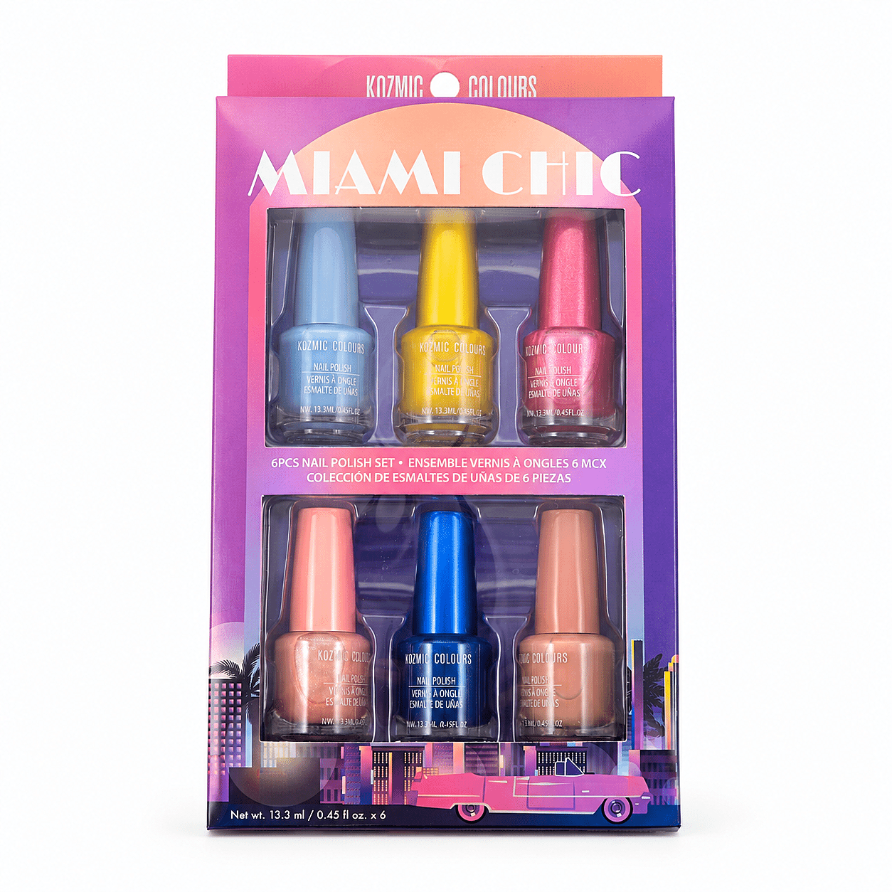 Closeout Kozmic Colours Set of 6 Miami Chic Nail Polishes (6x 0.45oz)
