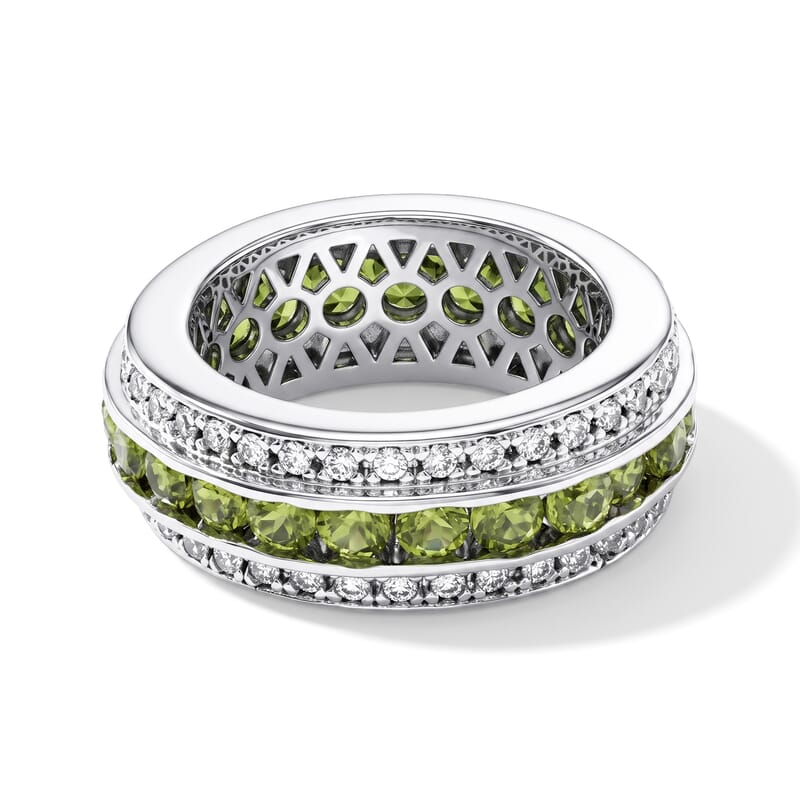 Hebei Peridot 2.67 ctw and Simulated Diamond Ring in Sterling Silver (Size 7.0)