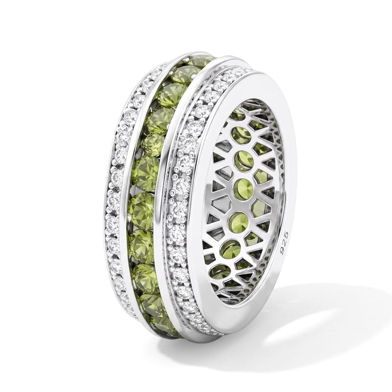 Hebei Peridot 2.67 ctw and Simulated Diamond Ring in Sterling Silver (Size 7.0)