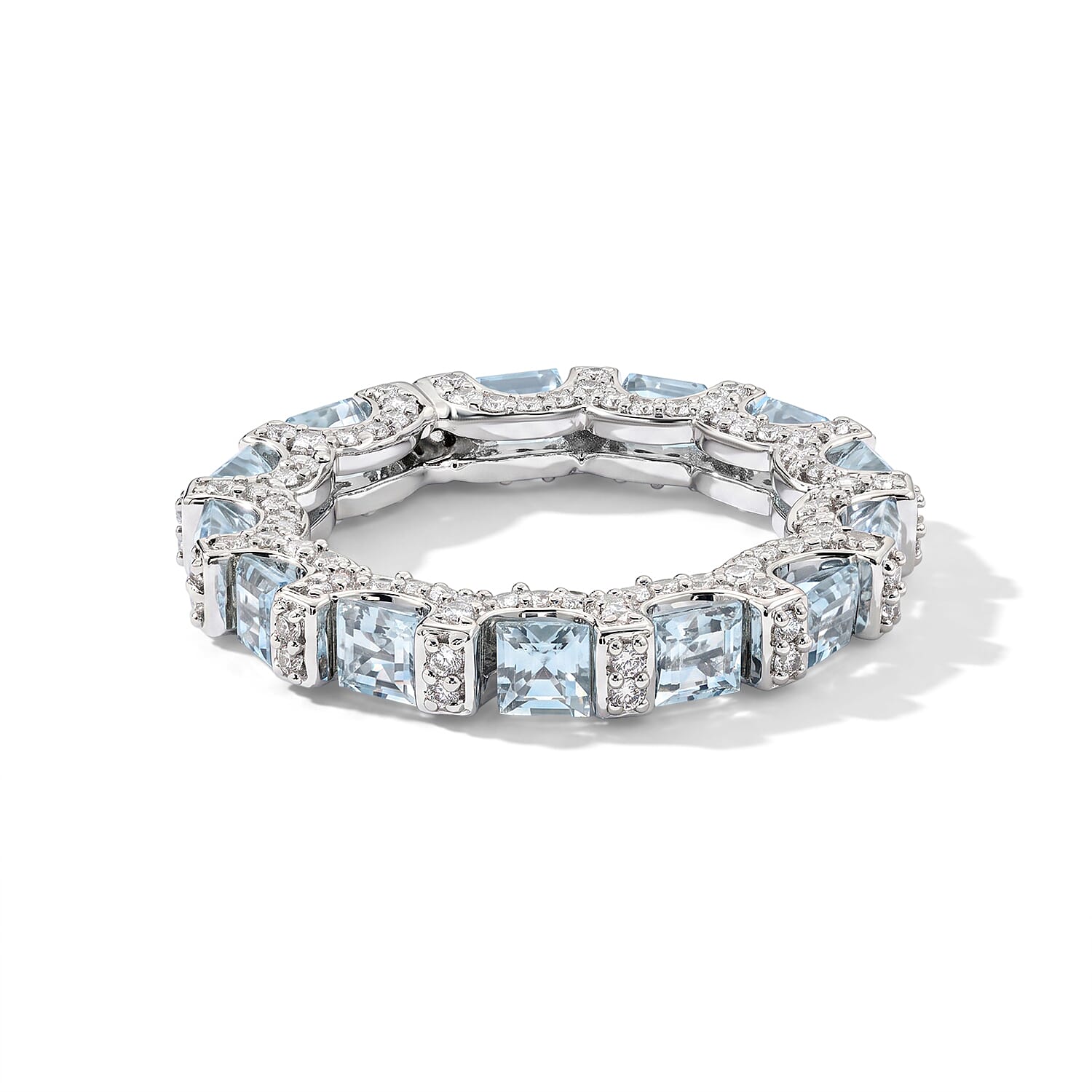 Aquamarine and Simulated Diamond 3.36 ctw Ring in Sterling Silver (Size 5.0)
