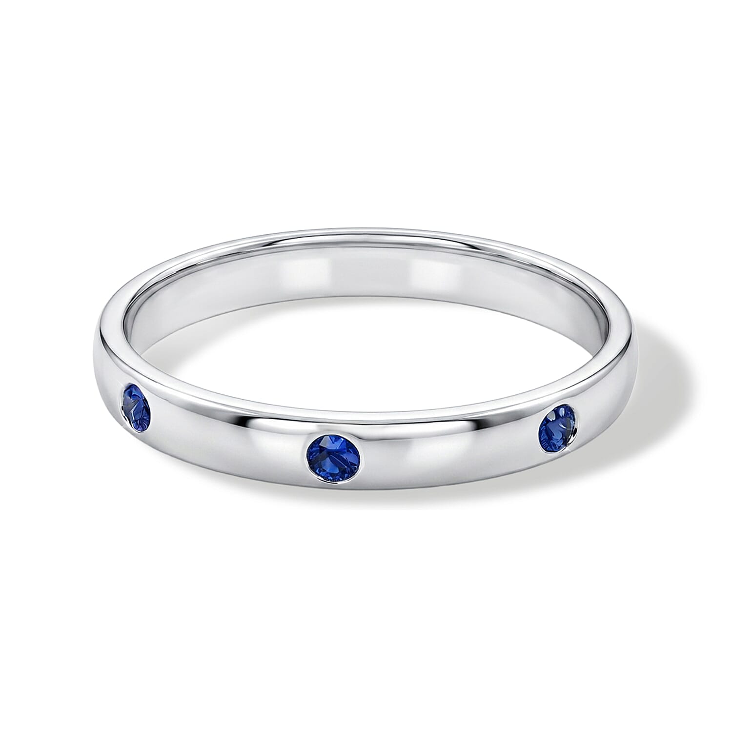Simulated Blue Diamond Ring in Sterling Silver (Size 8)