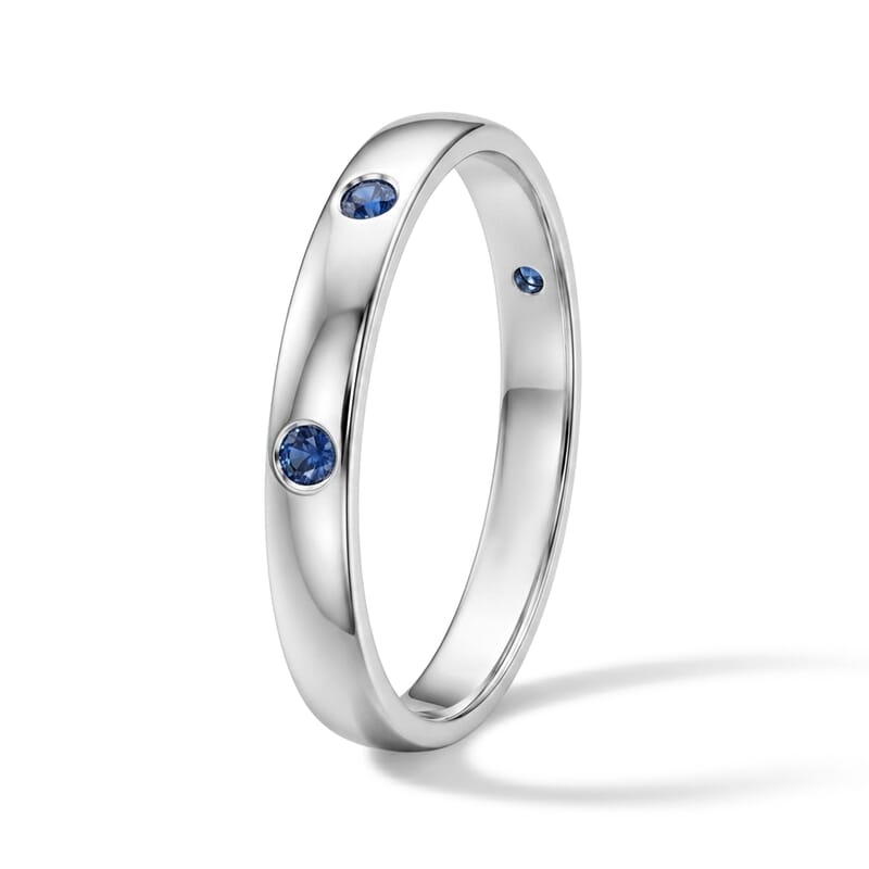 Simulated Blue Diamond Ring in Sterling Silver (Size 8)