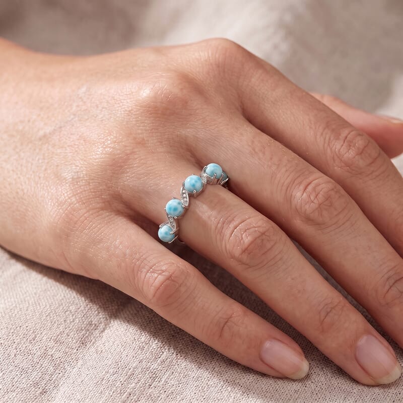 Larimar 0.50 ctw Ring in Sterling Silver (Size 7.0)