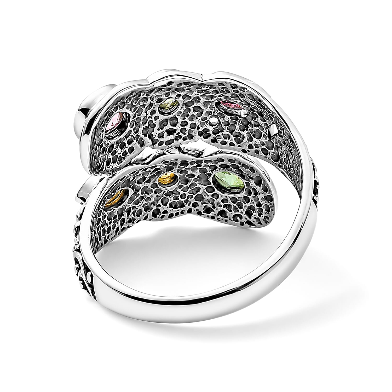 D'Joy Bali Legacy Multi-Tourmaline 1.85 ctw Dancing Petals Ring in Sterling Silver (Size 5.0)