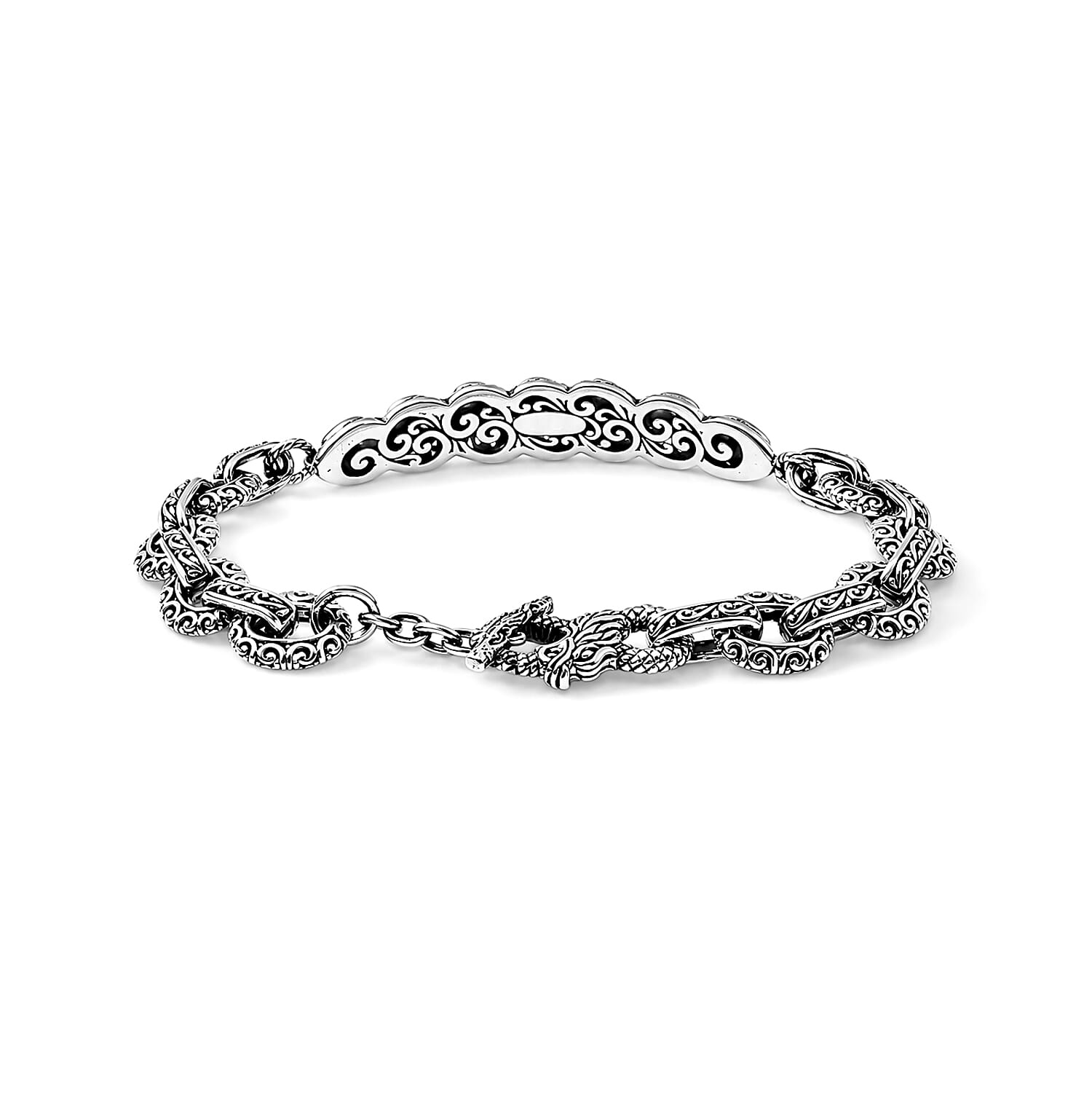 D'Joy Bali Legacy Multi-Tourmaline 2.50 ctw Garden of Jewels Dragon Bracelet in Sterling Silver (6.50 In)