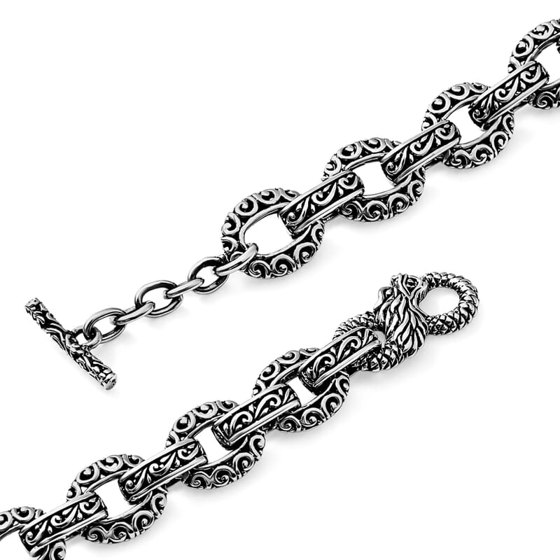 D'Joy Bali Legacy Multi-Tourmaline 2.50 ctw Garden of Jewels Dragon Bracelet in Sterling Silver (6.50 In)