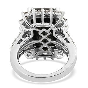 Elite Shungite and Zircon 7.99 ctw Ring in Platinum Over Sterling Silver (Size 10.0) (6.94 g)