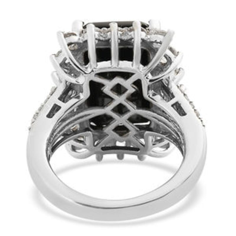 Elite Shungite and Zircon 7.99 ctw Ring in Platinum Over Sterling Silver (Size 10.0) (6.94 g)