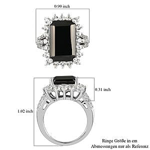 Elite Shungite and Zircon 7.99 ctw Ring in Platinum Over Sterling Silver (Size 10.0) (6.94 g)