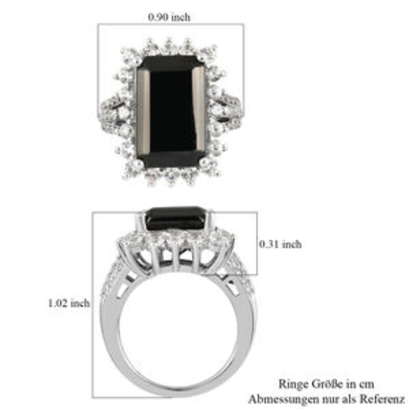 Elite Shungite and Zircon 7.99 ctw Ring in Platinum Over Sterling Silver (Size 10.0) (6.94 g)