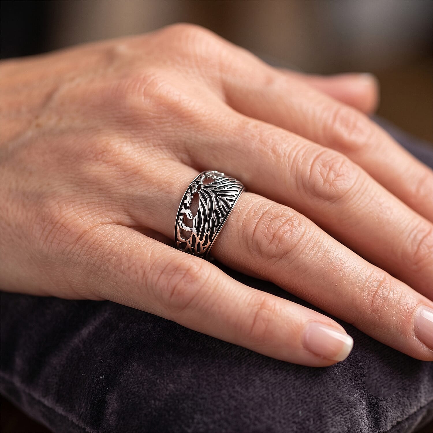 D'Joy Bali Legacy Kintamani Volcano Ring in Sterling Silver (Size 5.0) 3.80 Grams