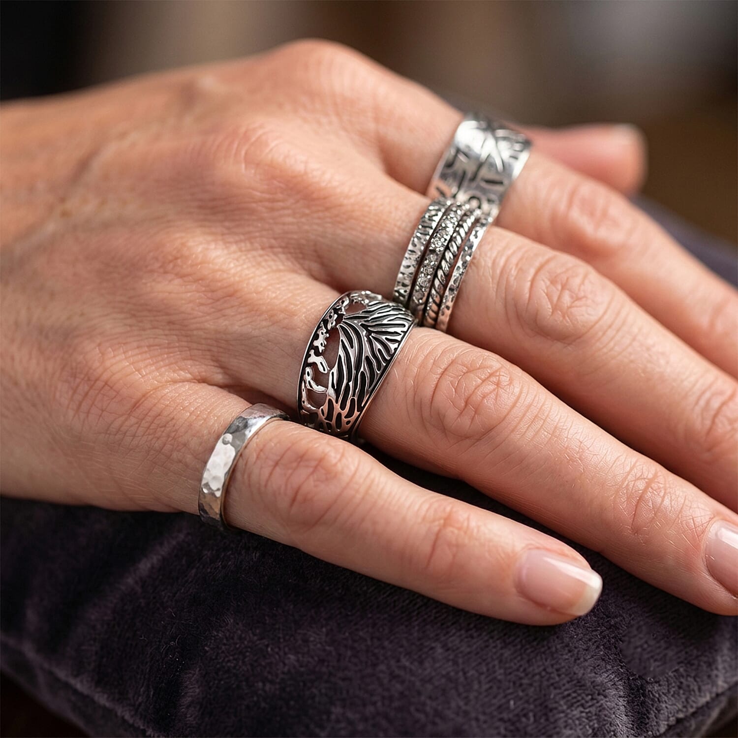 D'Joy Bali Legacy Kintamani Volcano Ring in Sterling Silver (Size 5.0) 3.80 Grams
