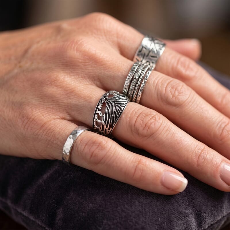 D'Joy Bali Legacy Kintamani Volcano Ring in Sterling Silver (Size 5.0) 3.80 Grams