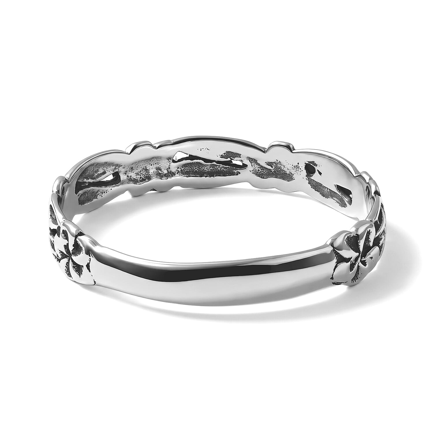 D'Joy Bali Legacy Plumeria Flower and Leaf Vine Band Ring in Sterling Silver (Size 5.0) 1.60 Grams