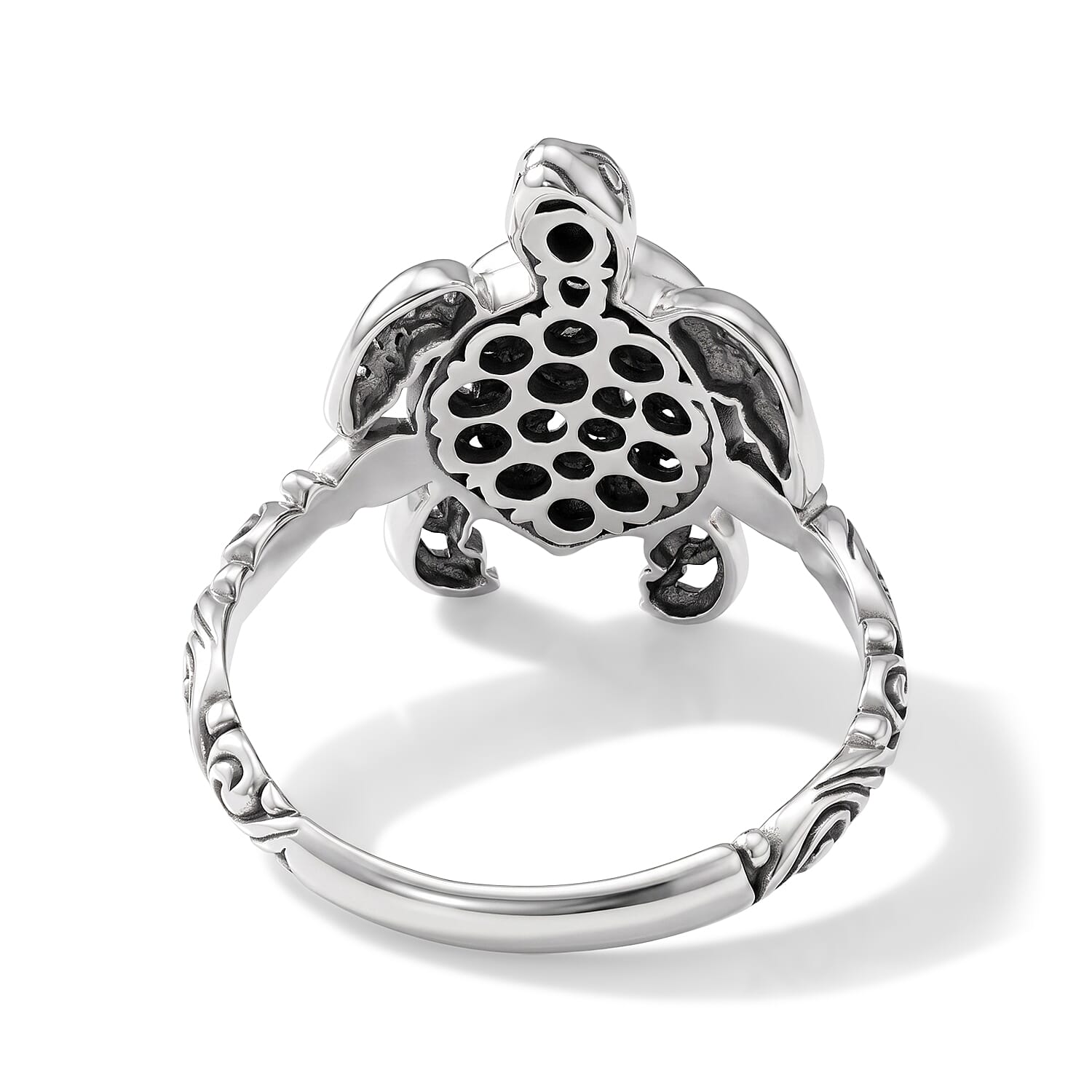 D'Joy Bali Legacy Turtle Ring in Sterling Silver (Size 5.0) 4.15 Grams