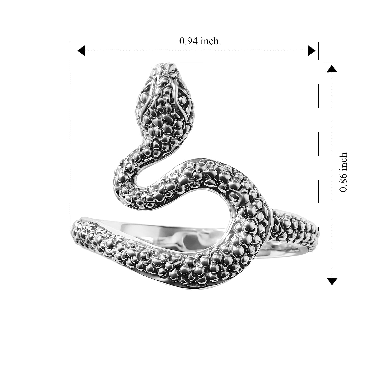 D'Joy Bali Legacy Snake Ring in Sterling Silver (Size 5.0) 3.10 Grams