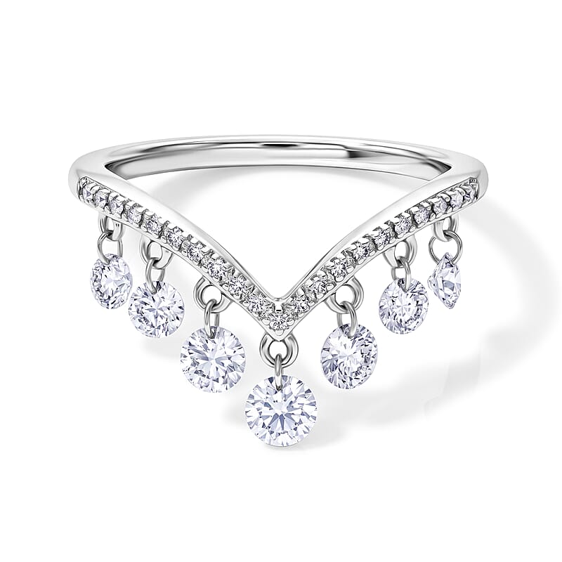 Luxuriant Lab Grown Diamond E-F VS 1.00 ctw Ring in Rhodium Over Sterling Silver (Size 6.0)