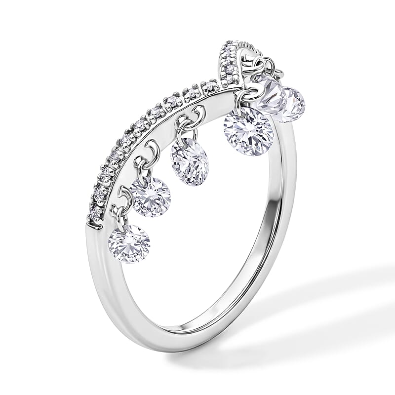 Luxuriant Lab Grown Diamond E-F VS 1.00 ctw Ring in Rhodium Over Sterling Silver (Size 6.0)
