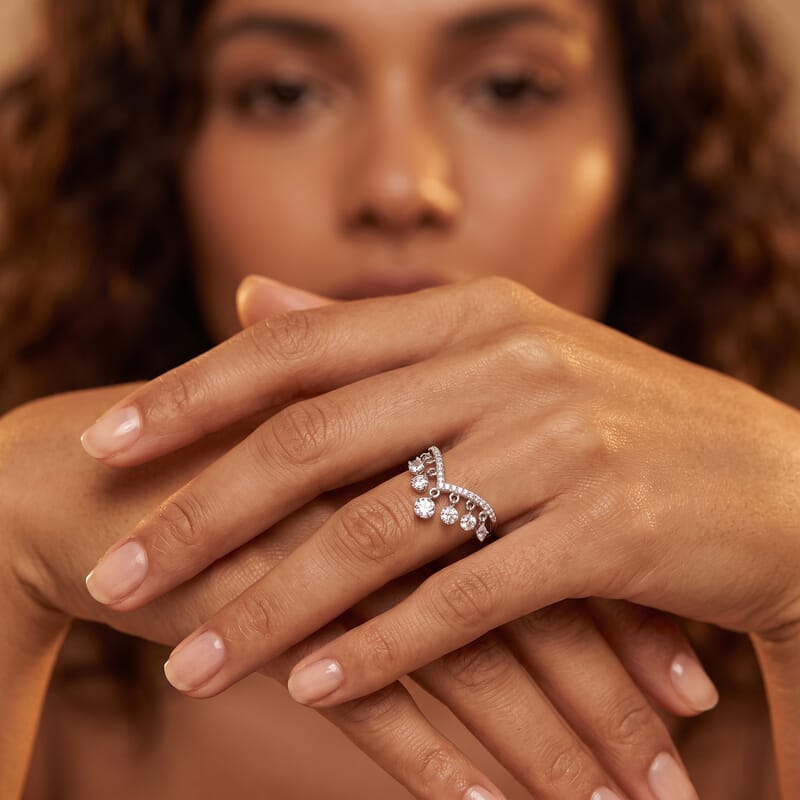 Luxuriant Lab Grown Diamond E-F VS 1.00 ctw A Cascade of Light Ring in Rhodium Over Sterling Silver (Size 6.0)