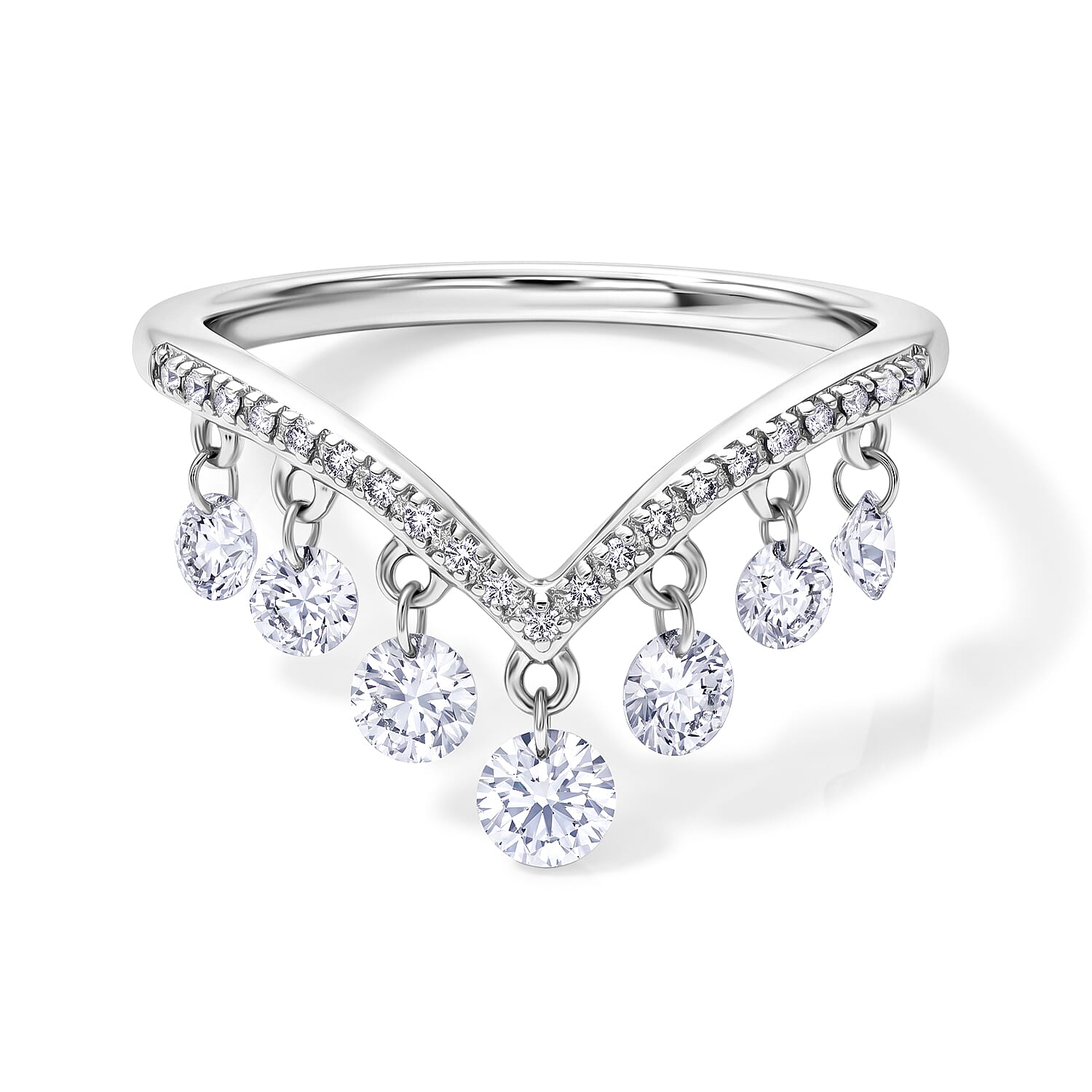 Luxuriant Lab Grown Diamond (E-F, VS) Ring in Rhodium Over Sterling Silver (Size 10.0) 1.00 ctw