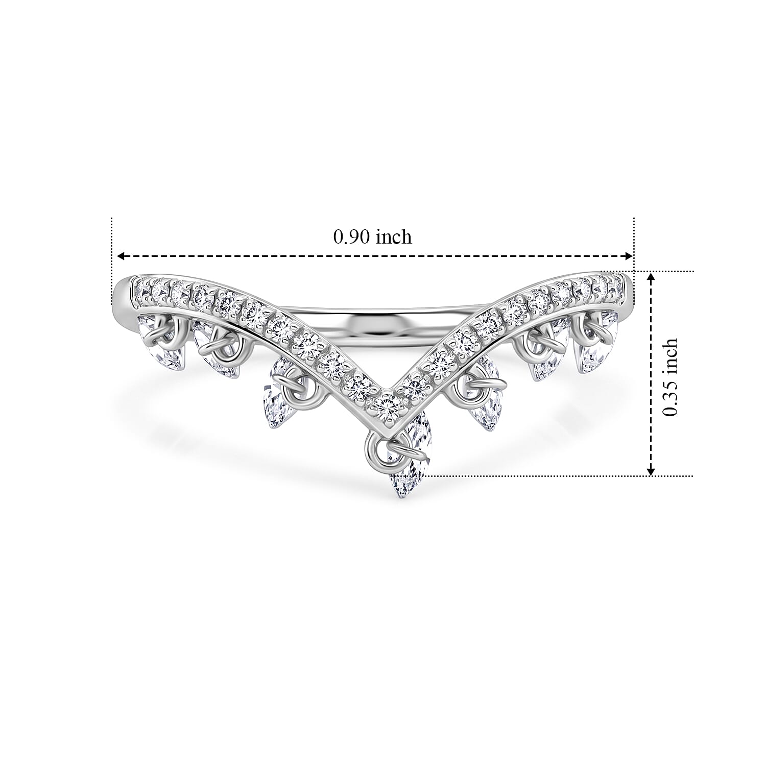 Luxuriant Lab Grown Diamond E-F VS 1.00 ctw A Cascade of Light Ring in Rhodium Over Sterling Silver (Size 9.0)