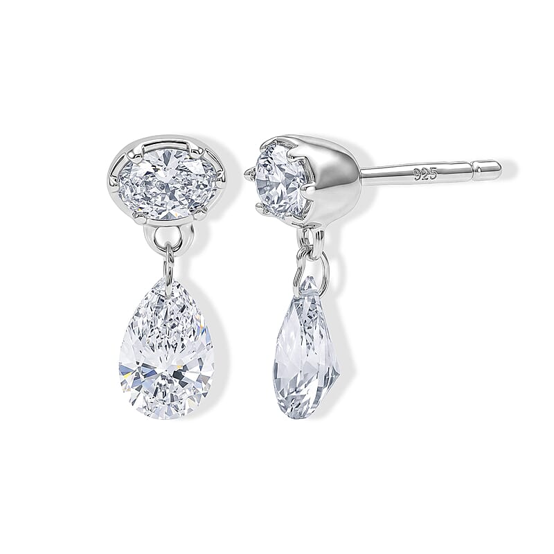 Luxuriant Lab Grown Diamond E-F VS 1.00 ctw Earrings in Rhodium Over Sterling Silver