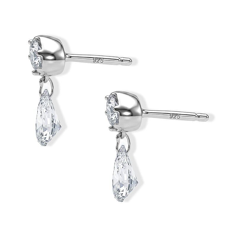 Luxuriant Lab Grown Diamond E-F VS 1.00 ctw Earrings in Rhodium Over Sterling Silver