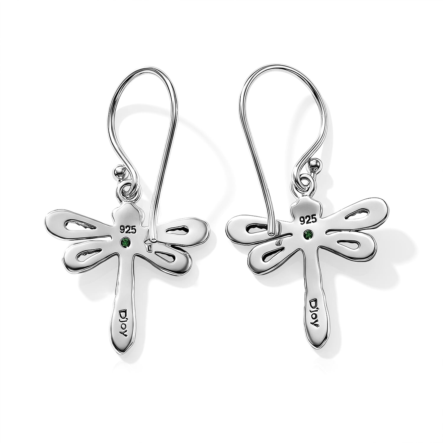 D'Joy Bali Legacy Chrome Diopside 0.10 ctw Dragonfly Earrings in Sterling Silver