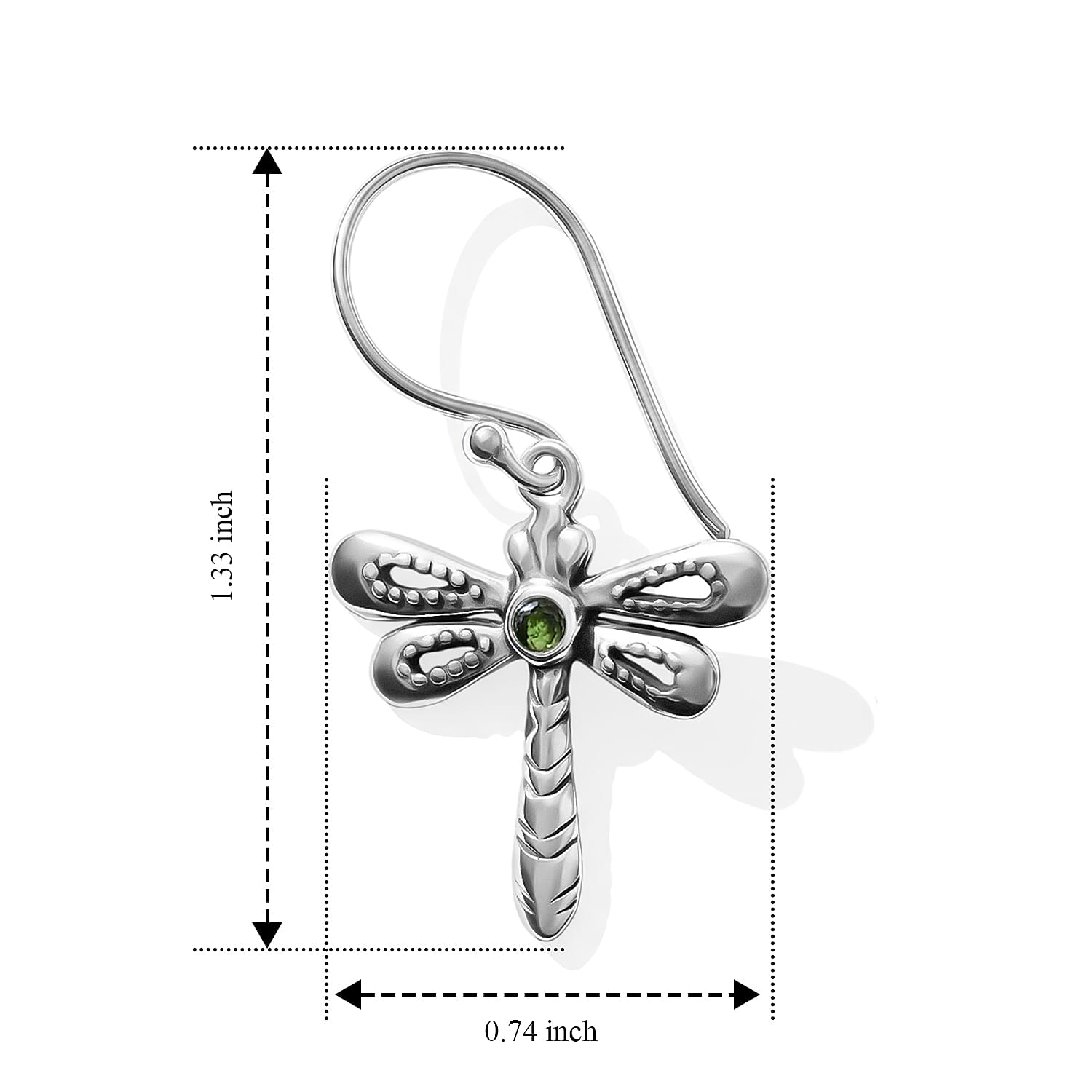 D'Joy Bali Legacy Chrome Diopside 0.10 ctw Dragonfly Earrings in Sterling Silver