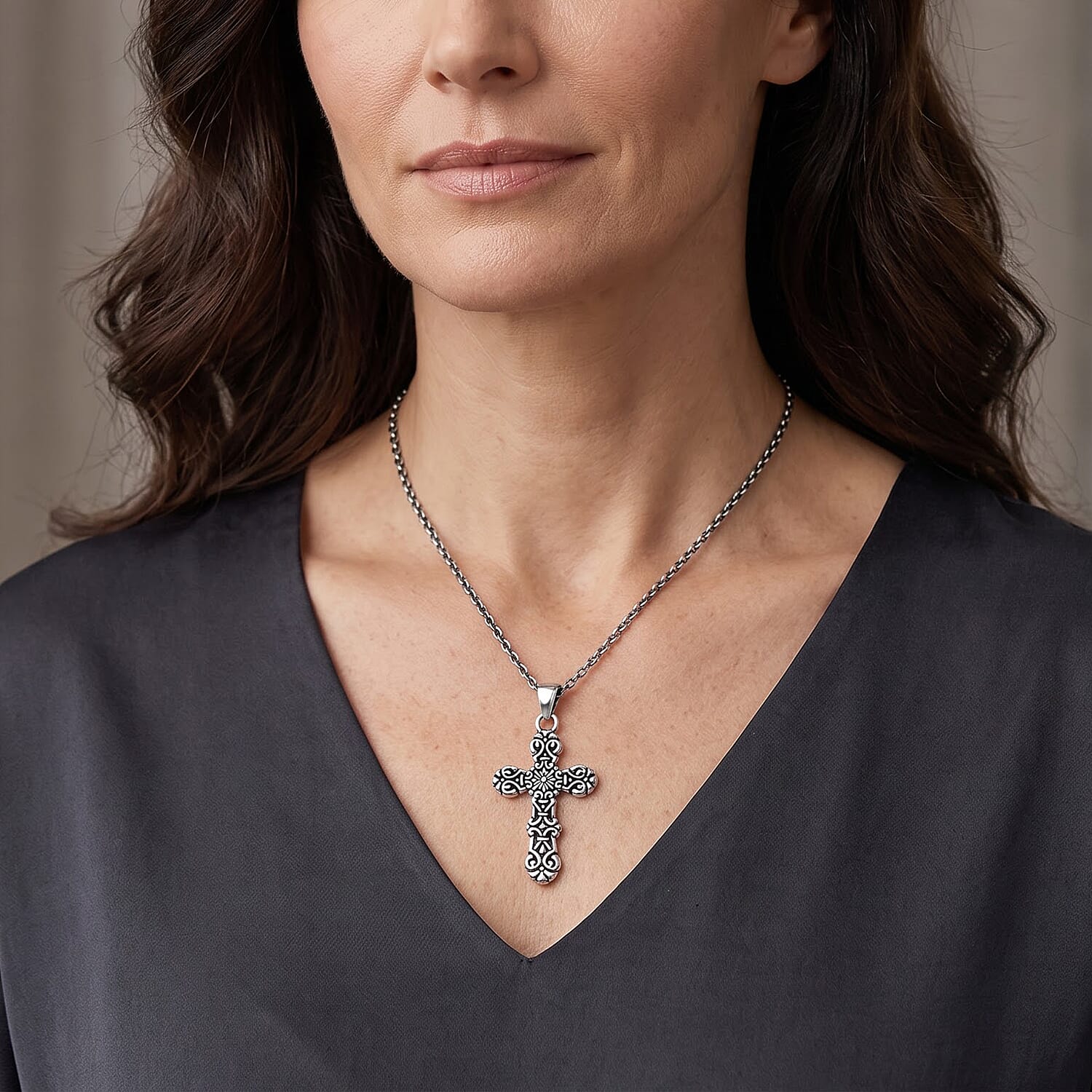 D'Joy Bali Legacy Cross Pendant without Chain in Sterling Silver 2.25 Grams