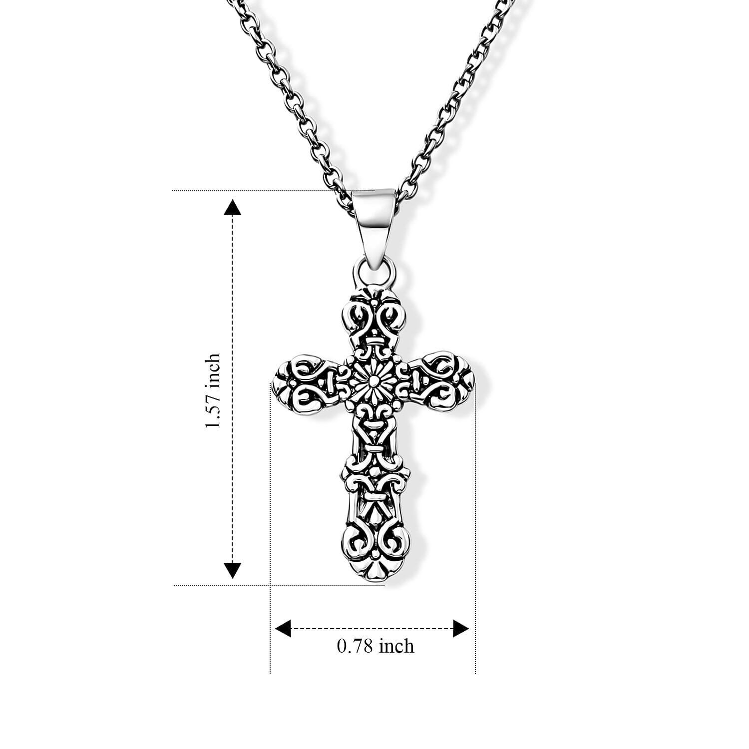 D'Joy Bali Legacy Cross Pendant without Chain in Sterling Silver 2.25 Grams