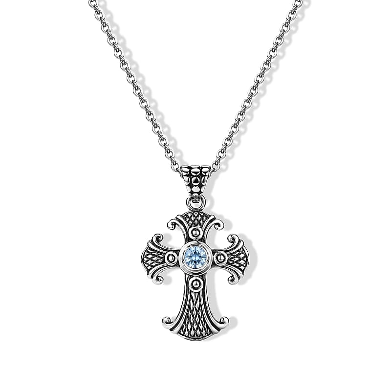 D'Joy Bali Legacy Sleeping Beauty Turquoise 0.60 ctw Cross Pendant without Chain in Sterling Silver