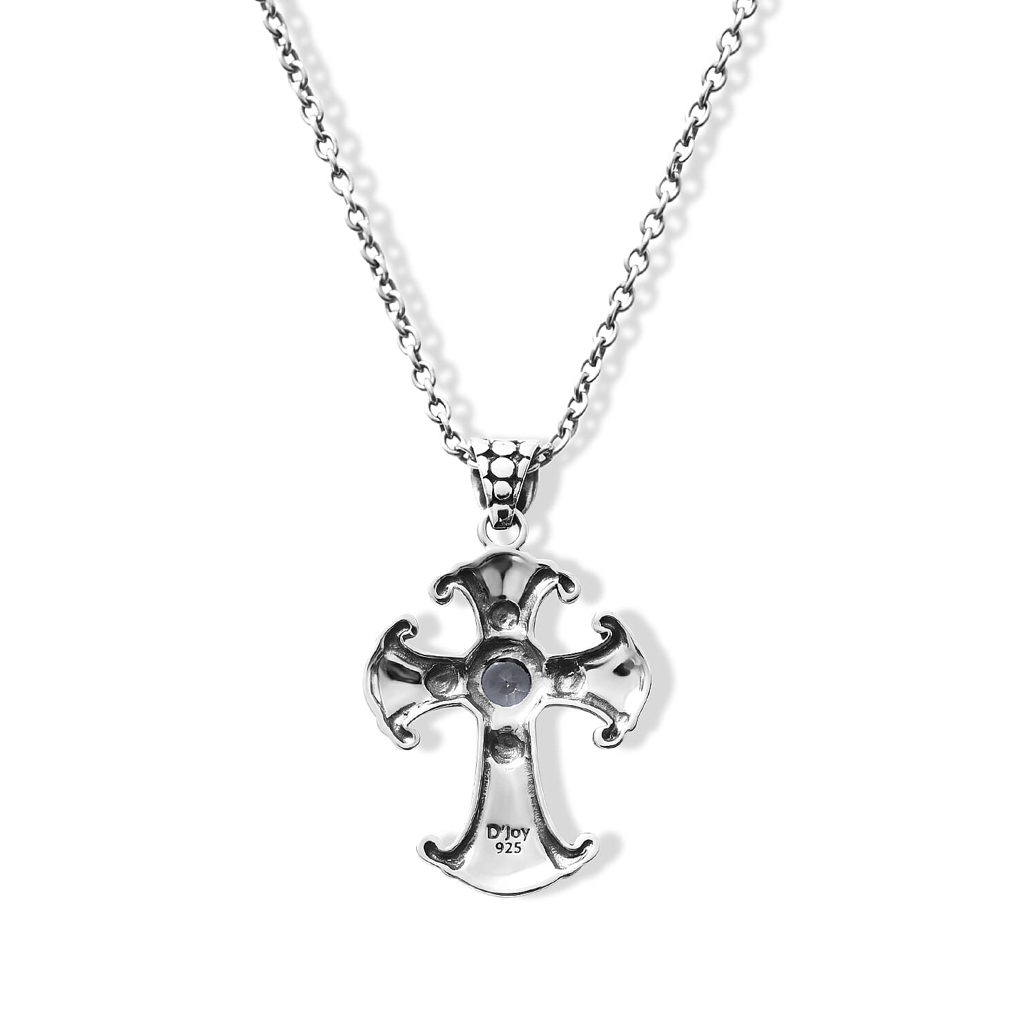 D'Joy Bali Legacy Sleeping Beauty Turquoise 0.60 ctw Cross Pendant without Chain in Sterling Silver