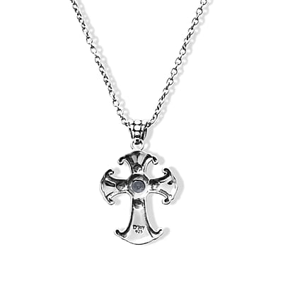 D'Joy Bali Legacy Sleeping Beauty Turquoise 0.60 ctw Cross Pendant without Chain in Sterling Silver
