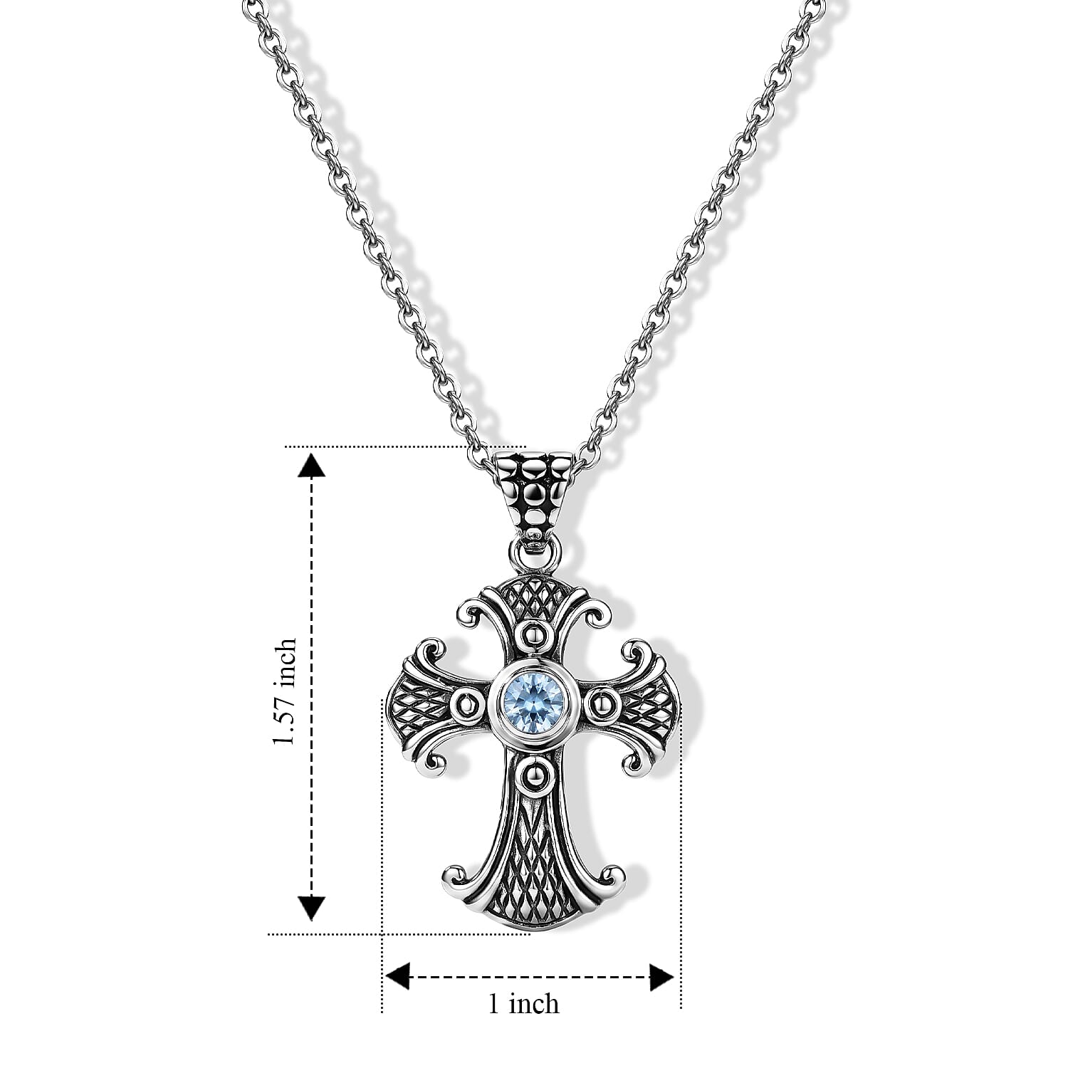 D'Joy Bali Legacy Sleeping Beauty Turquoise 0.60 ctw Cross Pendant without Chain in Sterling Silver