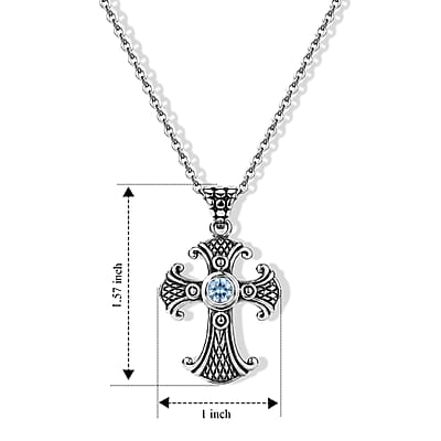 D'Joy Bali Legacy Sleeping Beauty Turquoise 0.60 ctw Cross Pendant without Chain in Sterling Silver