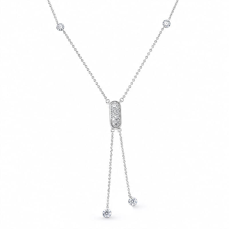 Luxuriant Lab Grown Diamond E-F VS 2.00 ctw Necklace in Rhodium Over Sterling Silver (20-22 Inches)