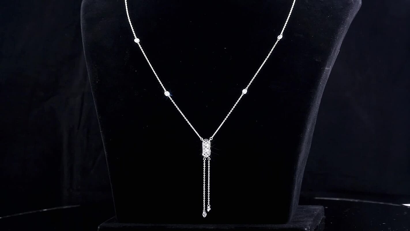 Luxuriant Lab Grown Diamond (E-F, VS) Necklace (20-22 Inches) in Rhodium Over Sterling Silver 2.00 ctw