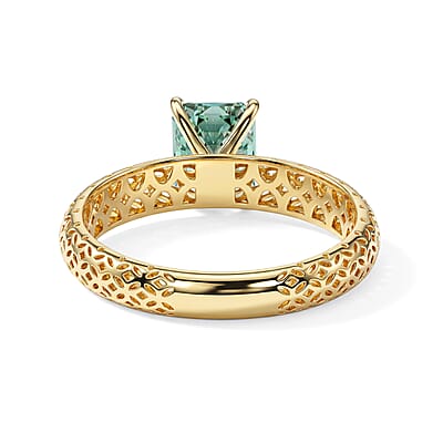 Mirage Collection Green Moissanite 1.65 ctw Ring in 10K Yellow Gold (Size 6)