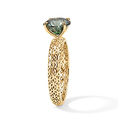 Mirage Collection Green Moissanite 1.85 ctw Ring in 10K Yellow Gold (Size 6.0)