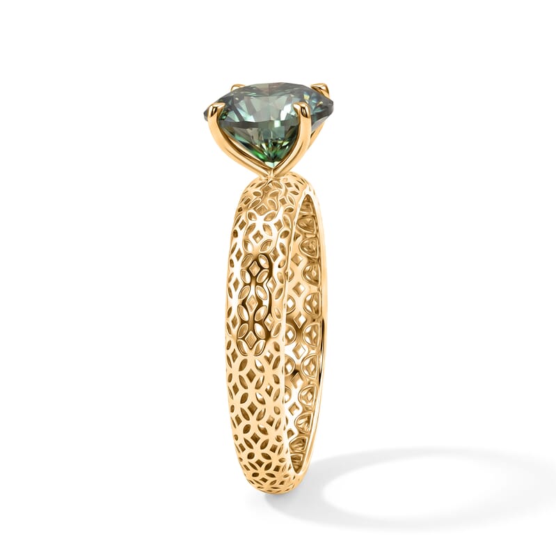 Mirage Collection Green Moissanite 1.85 ctw Ring in 10K Yellow Gold (Size 6.0)