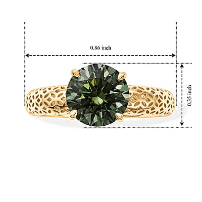 Mirage Collection Green Moissanite 1.85 ctw Ring in 10K Yellow Gold (Size 6.0)