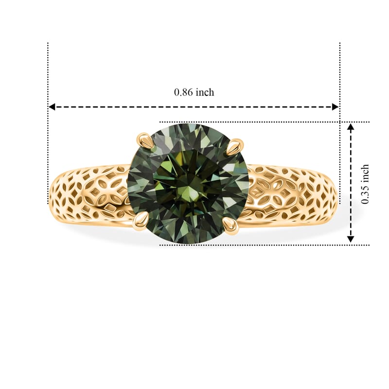 Mirage Collection Green Moissanite 1.85 ctw Ring in 10K Yellow Gold (Size 6.0)