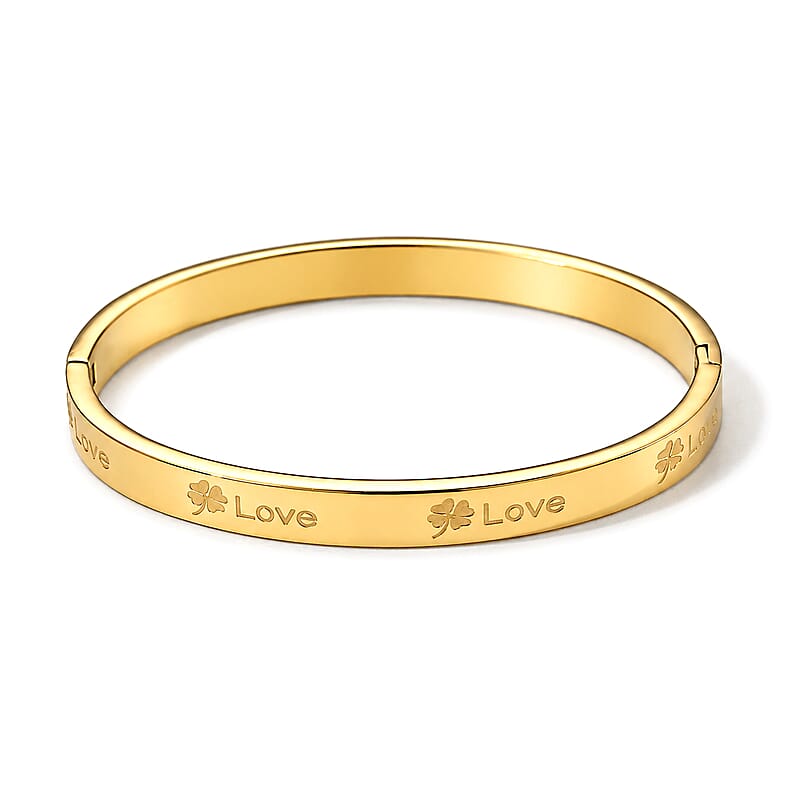 Classic Closed Bangle Bracelet in ION Plated YG Stainless Steel (6.75 In)