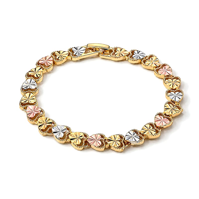 Multi Color Enameled Bracelet in Goldtone (7.50 In)