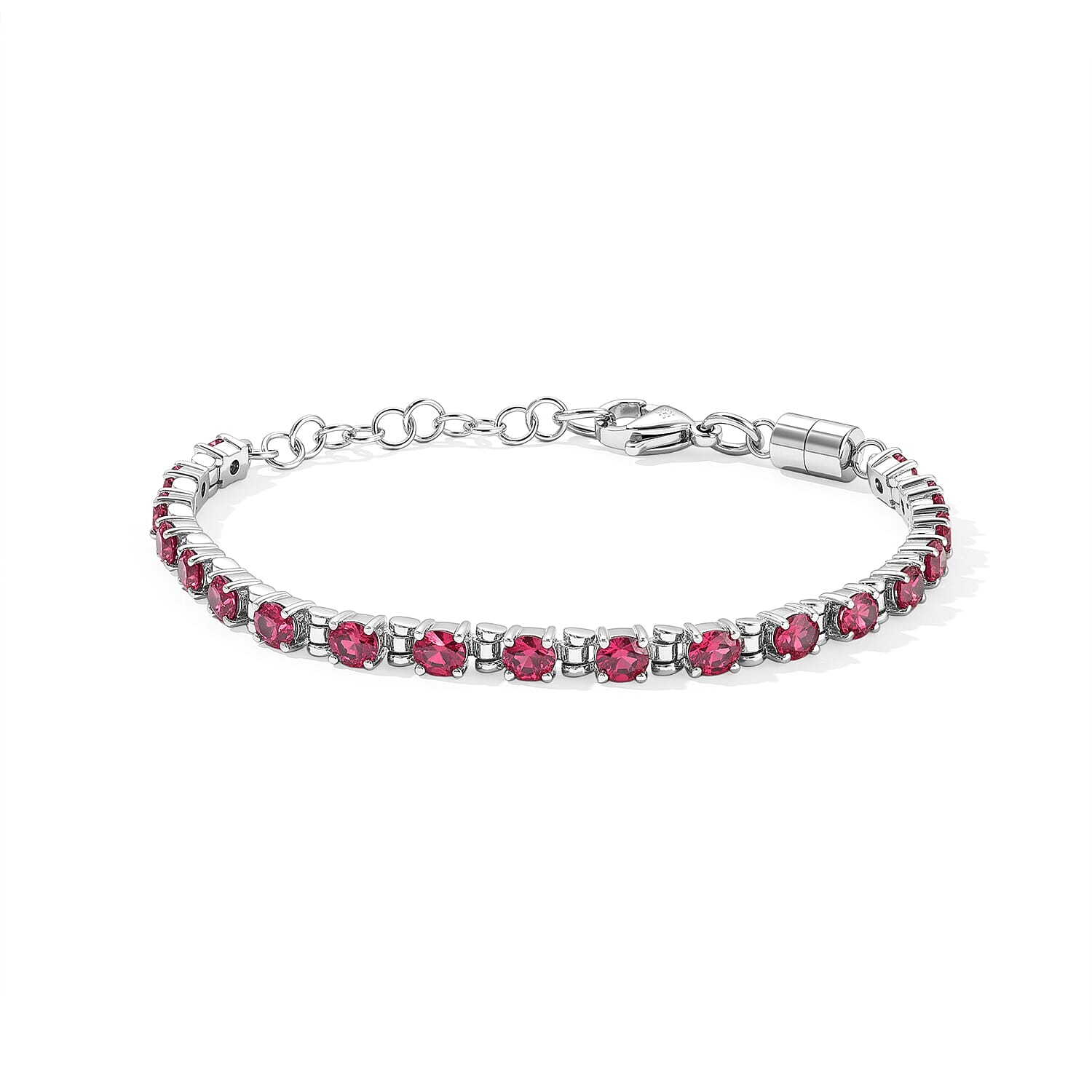 EverTrue Orissa Rose Garnet 4.60 ctw Bracelet in Stainless Steel (7.25 In)